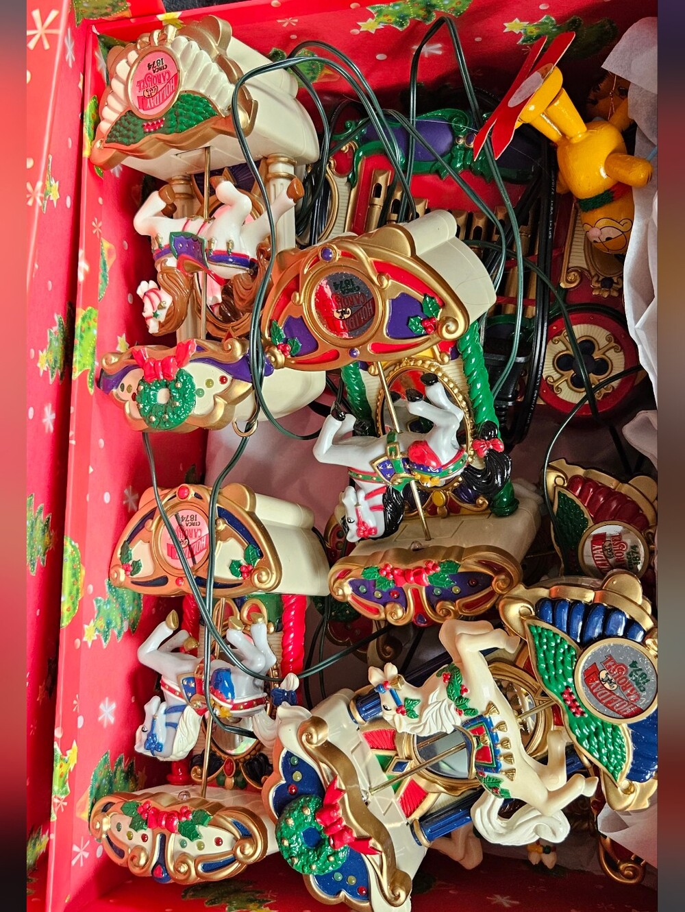 Holiday Carousel Horse String Lights - Multicolor Mr. Christmas Musical 1992